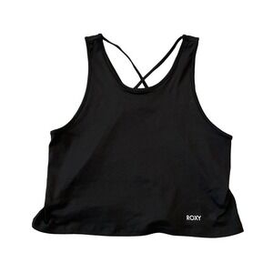 Roxy Black Scoop Neck Crop Sport Tank Top Medium
